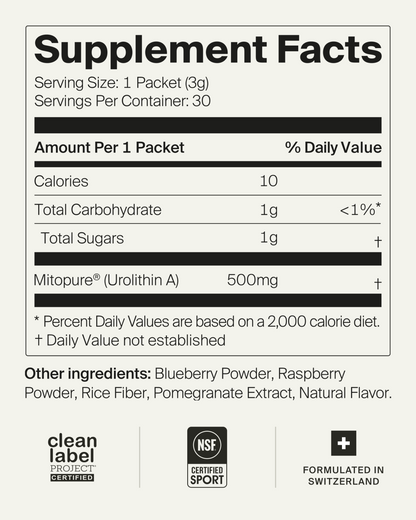 Timeline Mitopure Urolithin A Supplement Powder 500 MG- Clinically Proven Support for Healthy Aging and Cellular Renewal - Mitoceutical for Muscle Support and Longevity